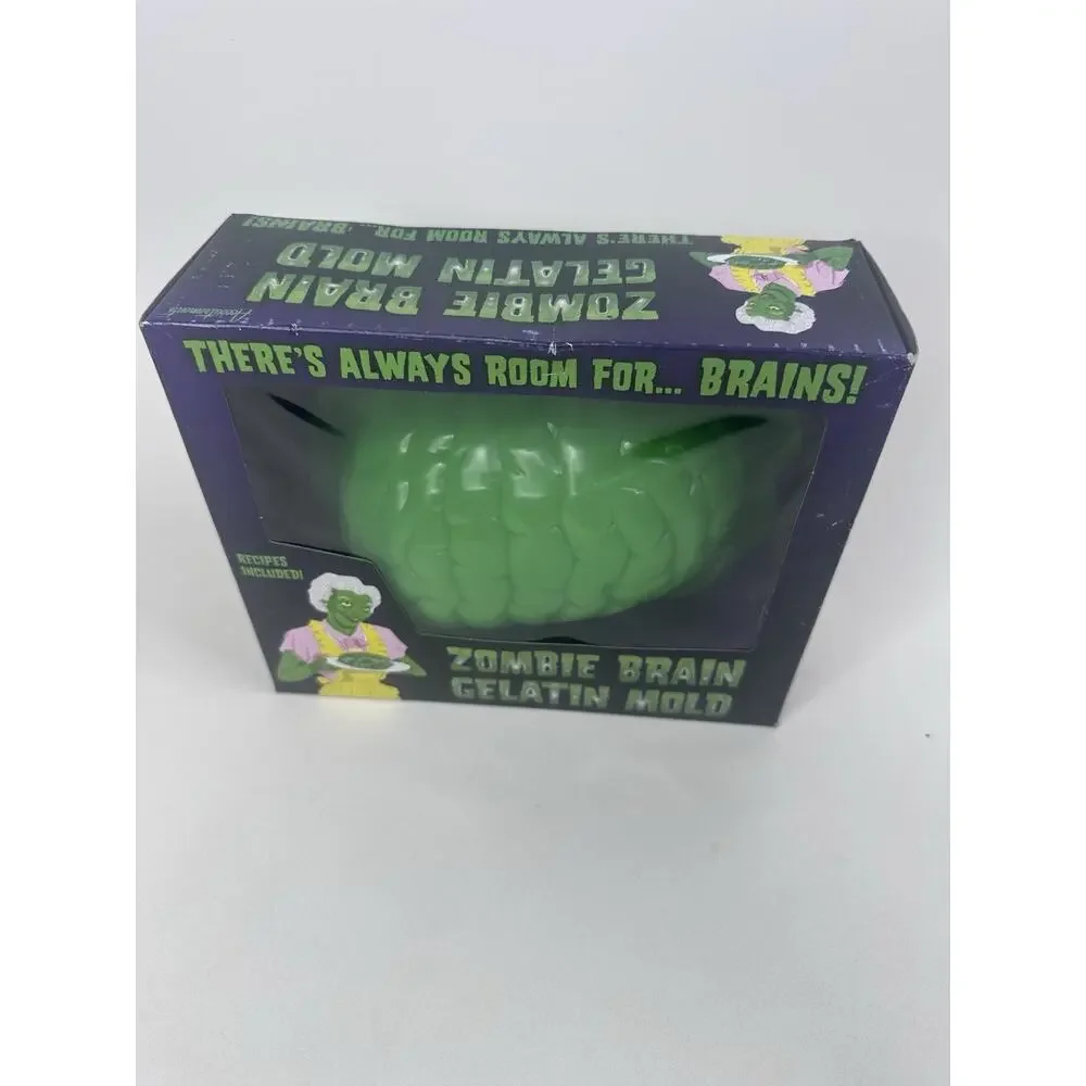 Zombie Brain Jello Mold Halloween Gelatin Maker Green Recipes on Box Neon Green